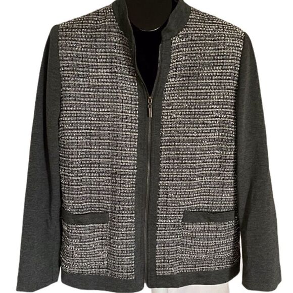 Alfred Dunner Blazer Jacket, tweed jersey knit 14 - Picture 1 of 4